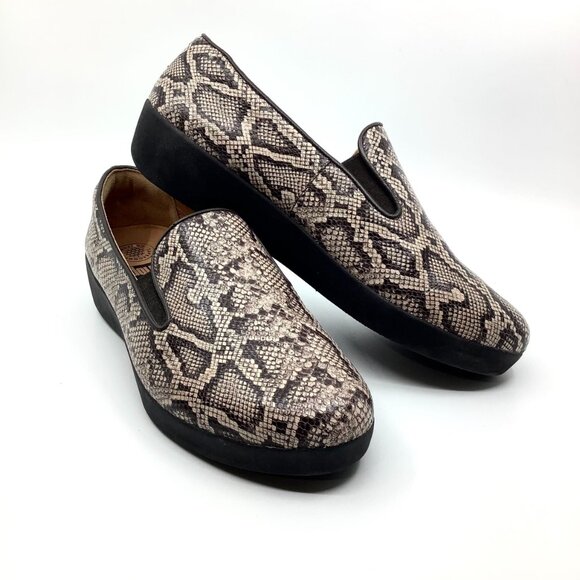 Fitflop Superskate Snakeskin Loafer Shoes - Picture 8 of 8